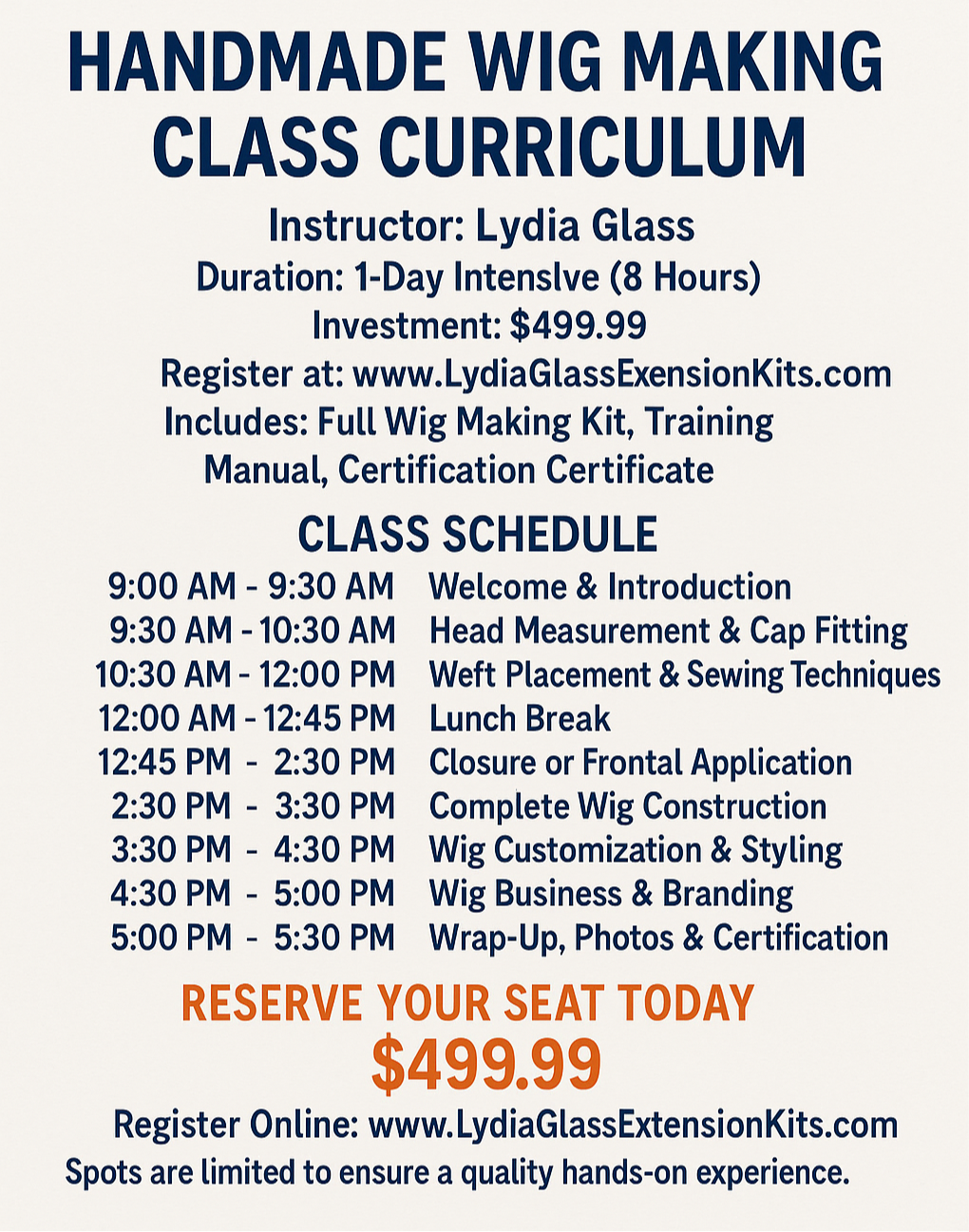 Wig class- deposit/balance
