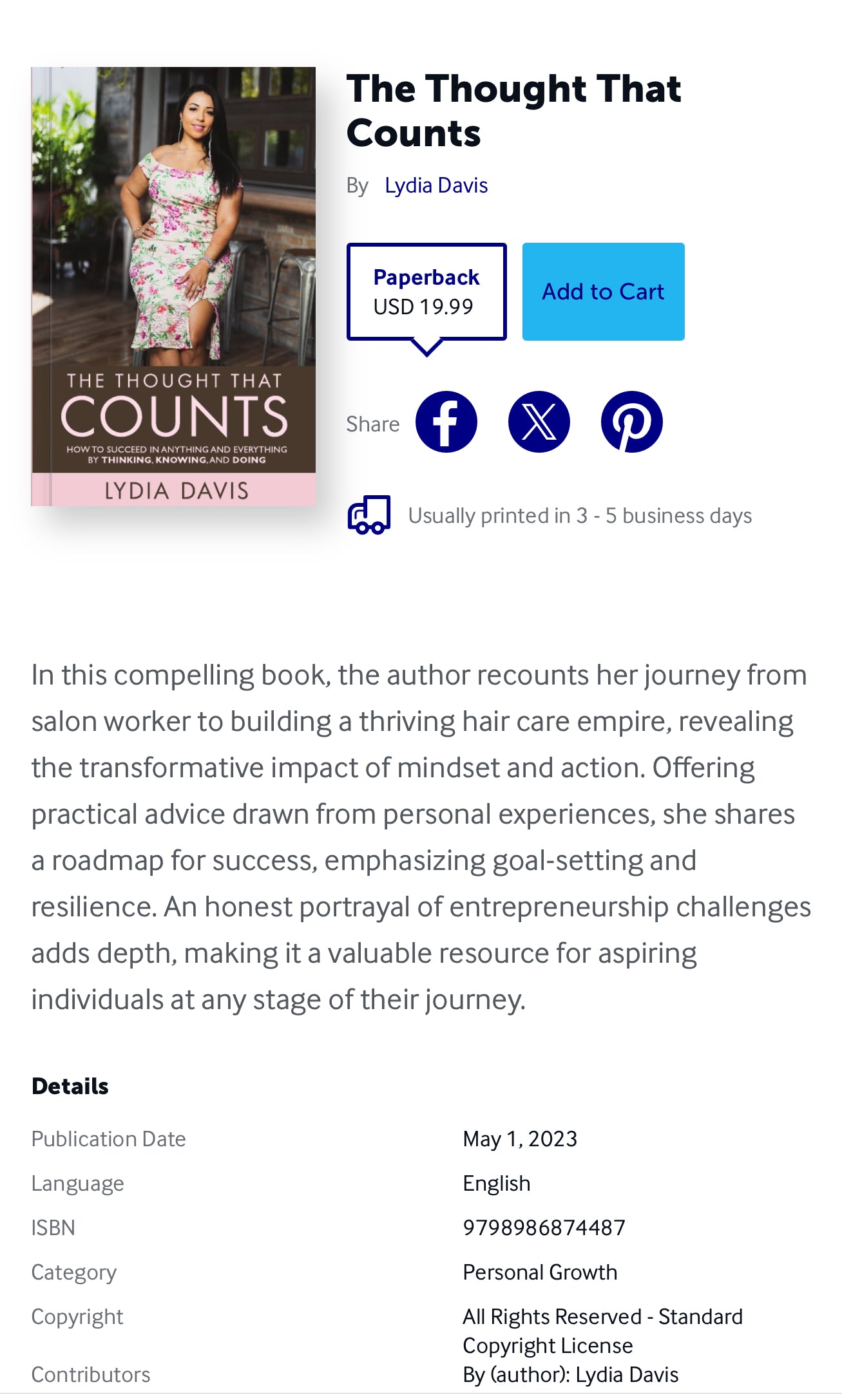 The Thought that counts BOOK! Great for entrepreneurs!