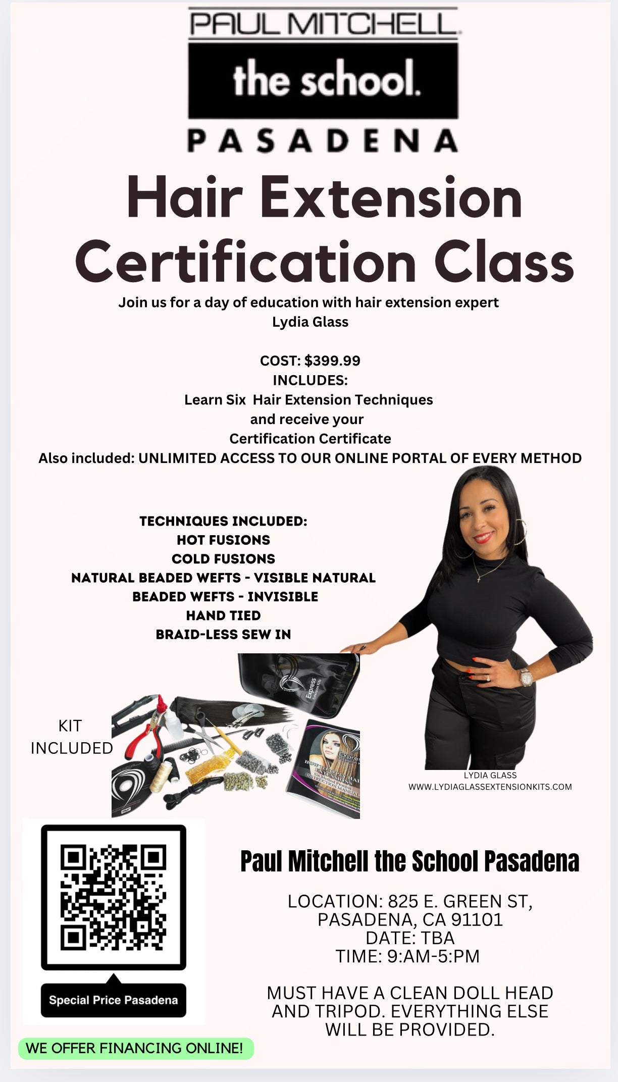 Special Price! Paul Mitchell the School Pasadena-Class Date: TBA 9:AM-5:PM